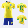 男定制服套装巴西儿童巴西队世界杯马尔内102022号女球衣足球