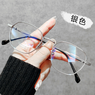 防蓝光眼镜女复古纯钛配高度数近视抗辐射超轻眼镜框镜架男平光镜