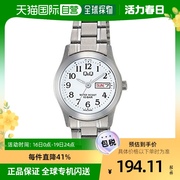 日本直邮CITIZEN Q＆Q 手表女士白色防水金属带皮带手表石英