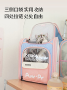 咕噜宠物包舱猫包外出(包外出)便携大容量果冻帆布书包，携带双肩猫咪猫背包