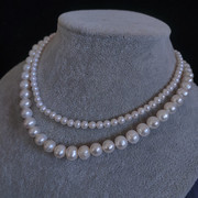 多种佩戴方法大小白色天然淡水珍珠项链长款毛衣链小众复古设计