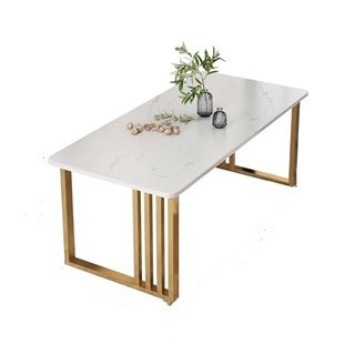 北欧轻奢岩板餐桌现代小户型简约大理石桌商用洽谈长方形工作桌