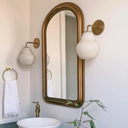 法式复古异形镜子壁挂，实木边框装饰梳妆镜，欧式化妆镜浴室镜卫生间