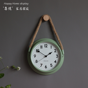 北欧创意超静音客厅复古绿挂钟现代简约免打孔装饰卧室时钟表挂表