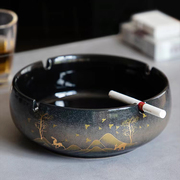 山川鹿创意陶瓷大号烟灰缸办公室高级感轻奢防风烟缸客厅家用烟盅