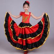 儿童表演服装演出服装西班牙斗牛舞蹈大摆裙，开场舞裙舞台服装