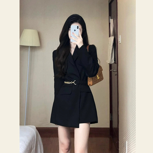 高级感黑色小个子西装外套，女早春秋装，韩版宽松休闲西服