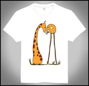 giraffet-shirt卡通q版长颈鹿，t恤白色长劲鹿，大象t恤