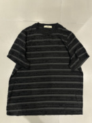 欧货黑色条纹宽松短袖T恤女夏季2024横条短款体恤常规款上衣