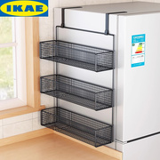 宜家冰箱置物架侧面边收纳架厨房用品多层保鲜膜调料瓶免打孔