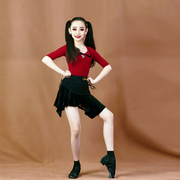 CONNY康尼拉丁舞儿童舞蹈练功表演出服女中袖连体上衣半身裙套装