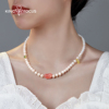 草莓晶貔貅项链女纯银，轻奢小众淡水，珍珠夏季毛衣链小米珠女生