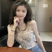2025夏装新款大码胖妹妹设计感花边碎花吊带背心内搭打底上衣女潮