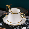 欧式小奢华咖啡杯精致陶瓷杯描金花茶杯碟套装简约带勺套杯