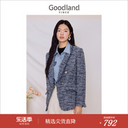 名媛小香风goodland美地女装，2023冬季肌理感粗花呢短外套