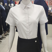 女士白衬衫长袖修身免烫竹纤维，上班短袖职业装正装工作服蓝色衬衣