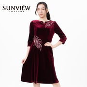 sunview尚约早秋复古碎花，连衣裙女装秋装长裙，气质高级时尚长款