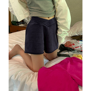 运动短裤女2024夏季高腰休闲阔腿宽松直筒显瘦时尚热裤