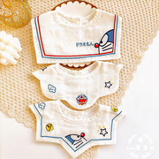 韩版婴儿口水巾纯棉纱布，围兜360度可旋转宝宝花朵围嘴防吐奶薄款