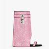 欧美外贸粉红色水钻露趾凉鞋裙边，裤管靴鲨鱼，金属扣件镶钻坡跟凉靴