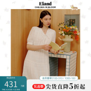 Eland衣恋短袖连衣裙泡泡袖白色纱裙裙子女夏季