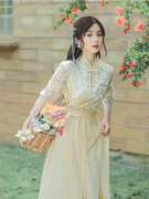 夏装国风复古绣花中袖旗袍连衣裙a型，长裙限价135+