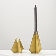 现代简约金属烛台创意三角装饰摆件金色几何客厅餐桌家居艺术品