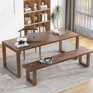 实木纯木头电脑桌，简约桌子方形木质设计师，办公桌家用书桌工作台