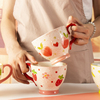 陶瓷马克杯耐高温草莓网红早餐杯大容量高颜值带勺家用可微波炉
