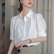 法式气质白色衬衫女2024年春装设计感小众，通勤衬衣女长袖上衣