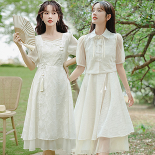 新中式国风改良年轻款少女旗袍，连衣裙子汉服，元素春夏闺蜜两件套装