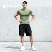 alpharmy健身速干短袖男宽松运动肌肉白色t恤吸湿排汗跑步训练衣