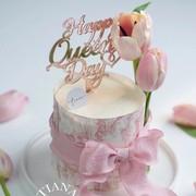 网红38女神节蛋糕装饰复古欧式印花蛋糕围边郁金香褶皱荷叶边丝带