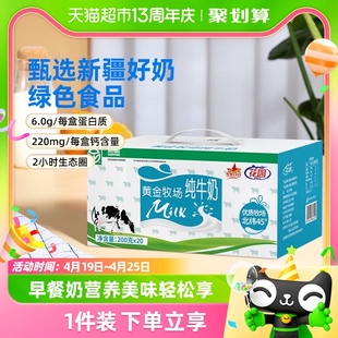 花园黄金牧场纯牛奶200g*20盒装新疆奶源，全脂营养牛奶