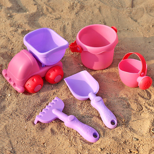 儿童沙滩玩具套装小水桶宝宝，挖沙工具铲子小耙子洗澡戏水软胶水壶