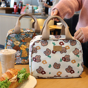 韩国卡通防水牛津布大容量便当，包手提(包手提)保温饭盒袋子学生带饭野餐包