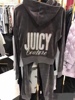 juicy春秋jc天鹅绒套装烫钻字母，修身运动时尚收口套装