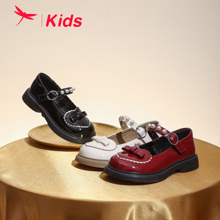 红蜻蜓女童鞋2024春季复古黑色，皮鞋洛丽塔公主，单鞋校园演出鞋