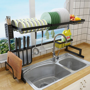 不锈钢水池上方碗筷沥水架，台面碗碟收纳架多功能厨房水槽置物架