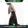 香港直邮潮奢 Topshop 女士 vinyl 双开衩巧克力色中长半身裙