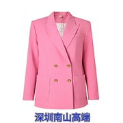 深圳2023欧美风春秋玫，粉色宽松版型西装，上衣印花里布粉色外套