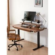 北美黑胡桃木电动升降桌，智能实木办公书桌，站立式电脑桌电竞工作台
