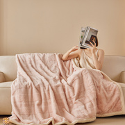 兔毛绒方格毛毯毛巾被沙发毯子床上用加厚冬季午睡办公室空调盖毯