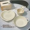 盘家用奶油风餐具碗碟套装陶瓷碗盘组合饭碗汤碗面碗沙拉碗勺
