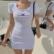 性感包臀白色连衣裙，女春夏季收腰气质，紧身短裙2021年显瘦裙子