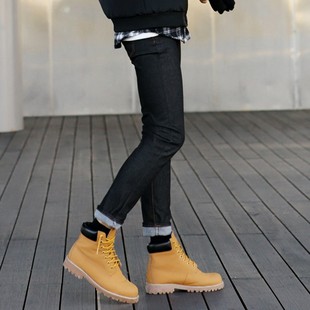 韩国复古紧身原色加绒小脚，牛仔裤男个性春款黑色，修身发型师小脚裤