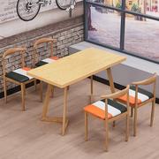 仿实木铁艺牛角椅子字腿咖啡厅，奶茶甜品店，食堂快餐桌椅组合简约