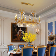 欧式餐厅吊灯法式全铜长形灯别墅奢华水晶，个性创意灯具