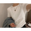 爱情魔鬼鱼 白色设计感圆领短袖T恤女夏季2024短款体恤上衣潮