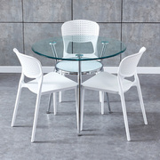 钢化玻璃餐桌玻璃圆桌洽谈桌椅，组合会客桌，饭桌家用小圆桌子玻璃桌